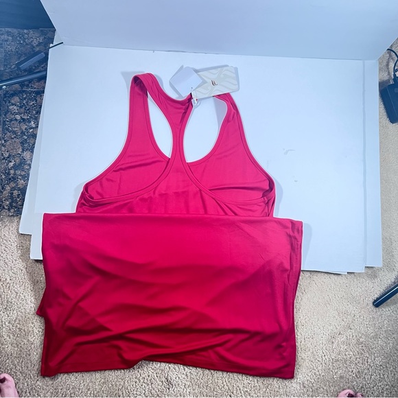 Fabletics Cacey Racerback Dress side slither tricot fabric scarlet red size XL - Picture 13 of 13